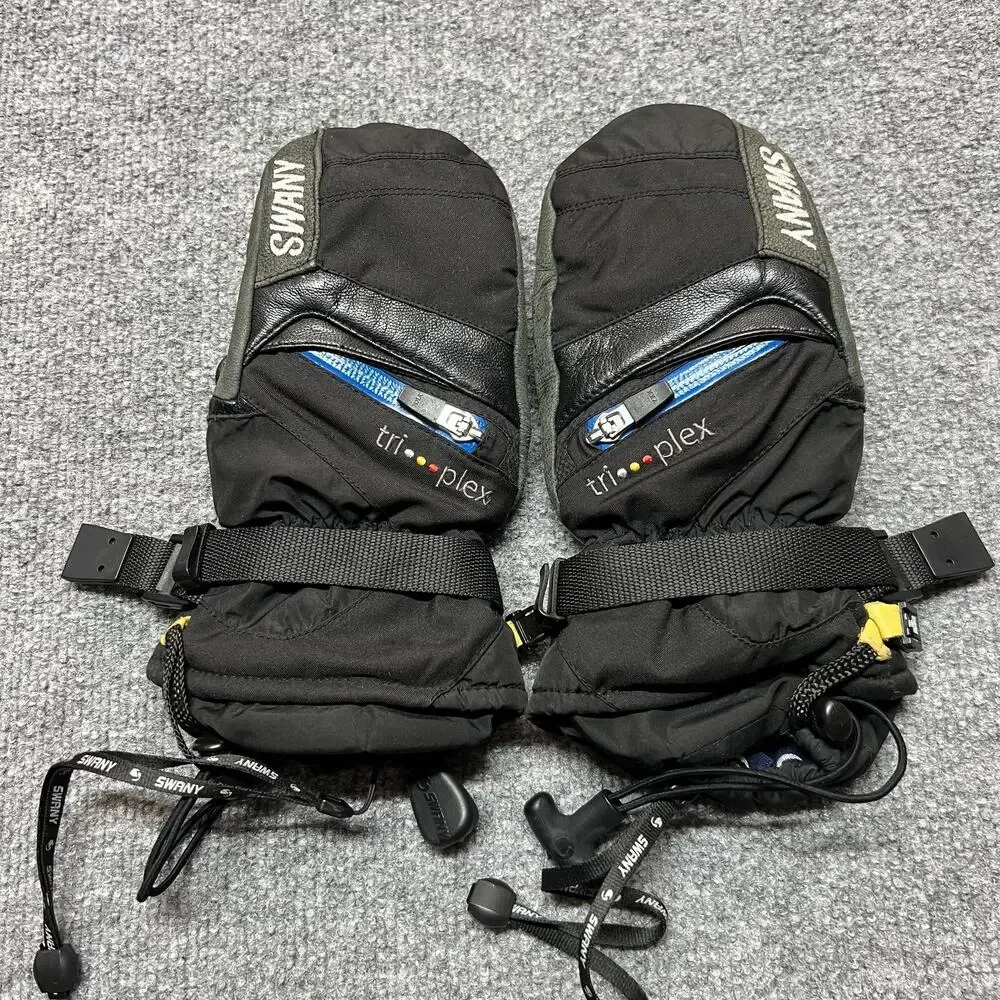 Swany Mittens Womens Medium Black Leather Insulated Lined Ski Snowboard Winter